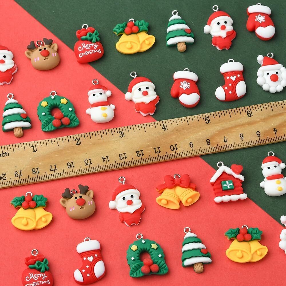 2417 48pcs Christmas Resin Charms, 13 Styles Mixed Color Christmas Bell - Picture 5 of 7